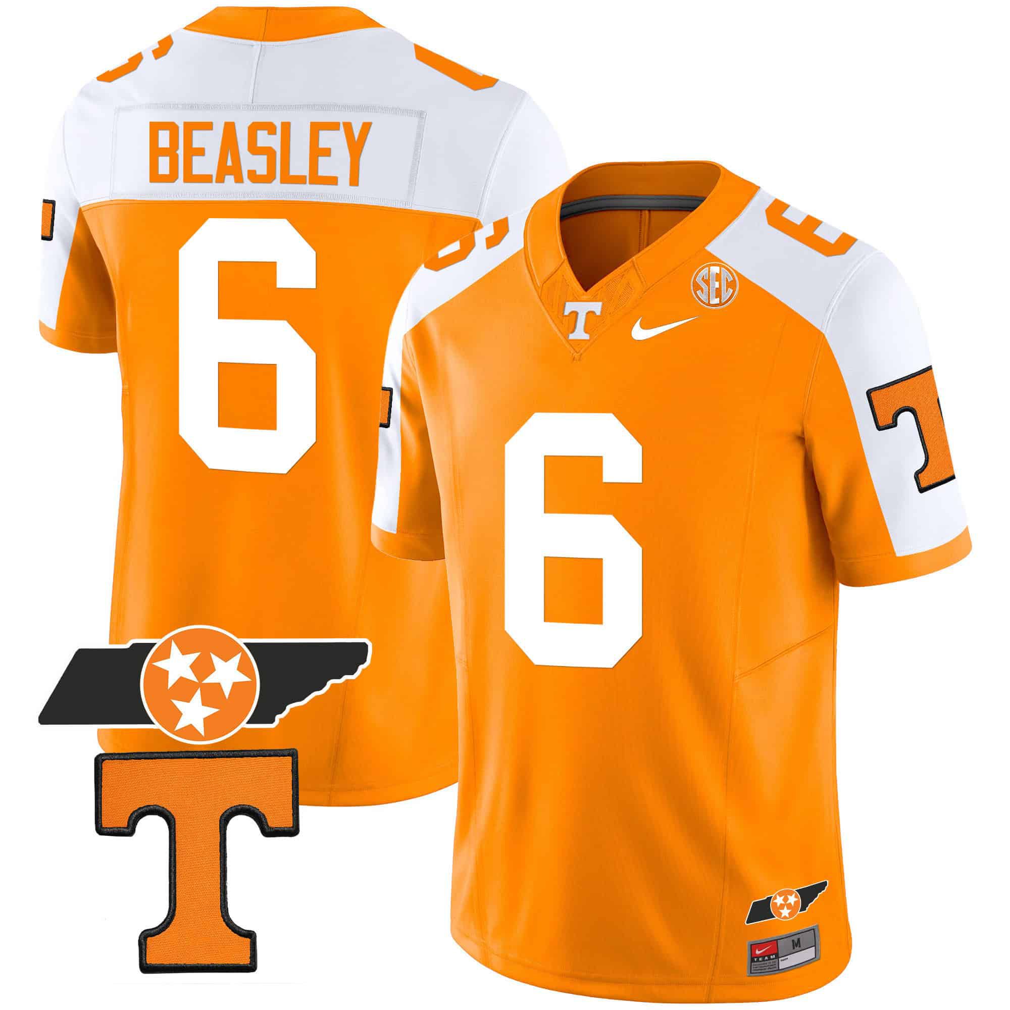 Men Tennessee Volunteers #6 Beasley Orange 2024 Nike Checkerboard & Alternate NCAA Jersey style 1->indianapolis colts->NFL Jersey